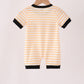 Pumpkin embroidery stripe romper