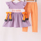 Purple spider smocked ruffle pants set