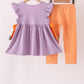 Purple spider smocked ruffle pants set