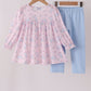 Pink floral bow pants set
