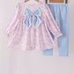 Pink floral bow pants set