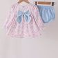 Pink floral bow bloomer set