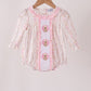 Pink floral turkey embroidery ruffle bubble