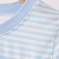 Blue turkey embroidery stripe top