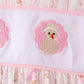 Pink floral turkey embroidery ruffle pants set