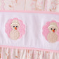 Pink floral turkey embroidery ruffle bloomer set