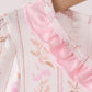Pink floral turkey embroidery ruffle bloomer set