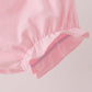 Pink floral turkey embroidery ruffle bloomer set