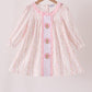 Pink floral turkey embroidery ruffle dress