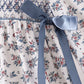 Teal floral smocked bow dress