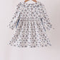 Teal floral smocked bow dress