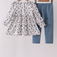 Teal floral smocked pants set