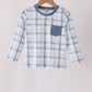 Blue plaid pocket top