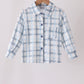 Blue plaid button down shirt