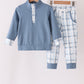 Blue plaid jogger set