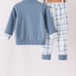 Blue plaid jogger set