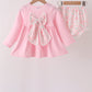Pink floral bow bloomer set