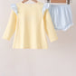 Beige character embroidery gingham bloomer set
