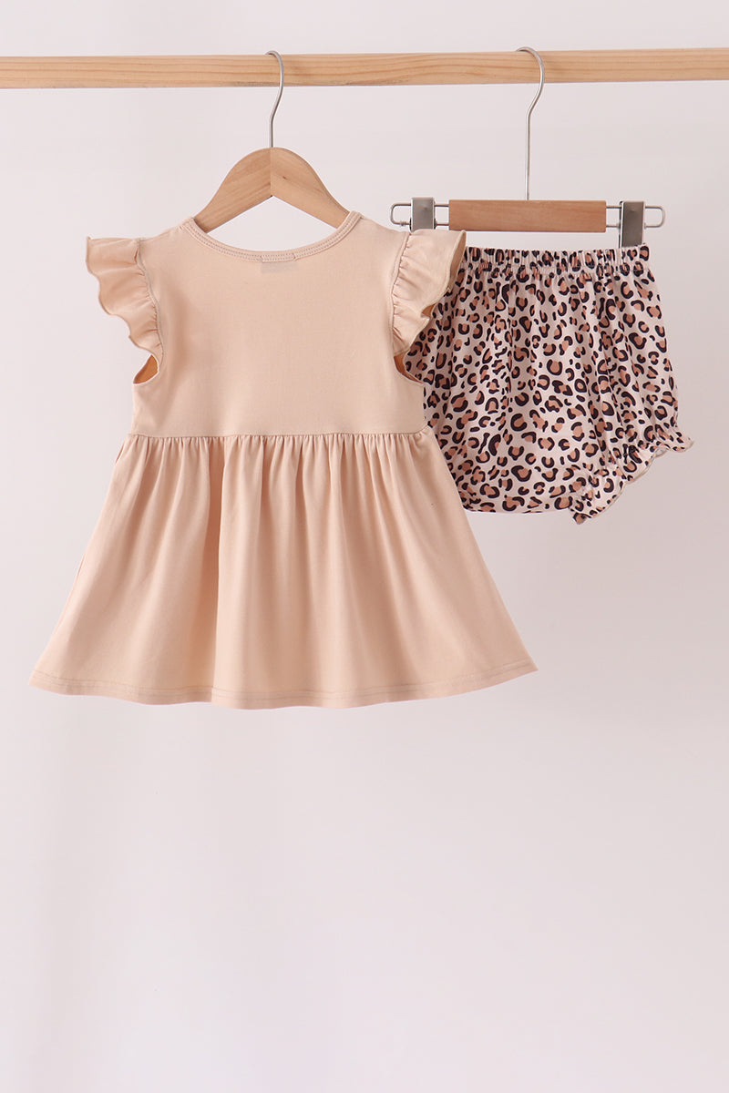 Leopard pumpkin applique bloomer set