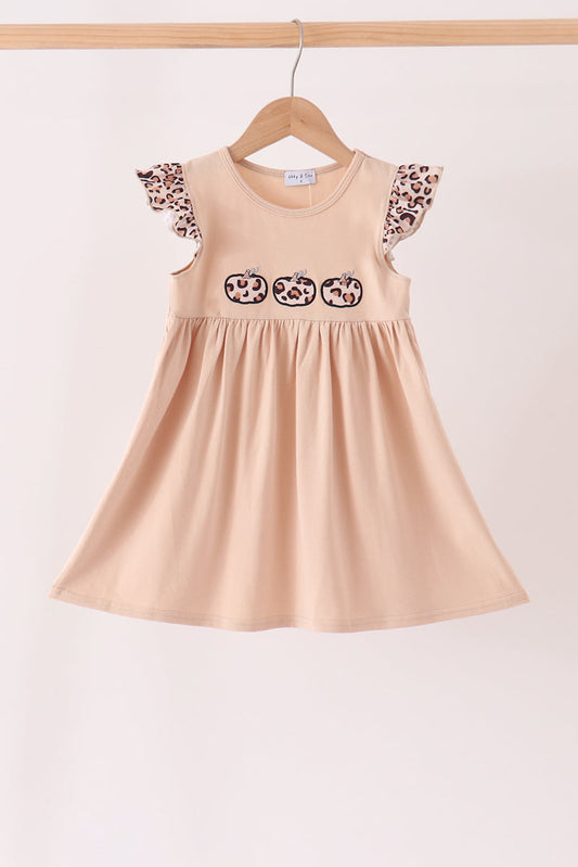 Leopard pumpkin applique dress