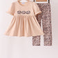 Leopard pumpkin applique pants set