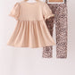 Leopard pumpkin applique pants set