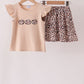 Leopard pumpkin applique skorts set