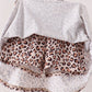 Leopard pumpkin applique skorts set