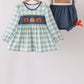Sage Turkey Embroidery Gingham Ruffle Bloomer Set