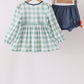 Sage Turkey Embroidery Gingham Ruffle Bloomer Set