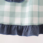 Sage Turkey Embroidery Gingham Dress