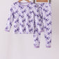 Purple Bow Zip Bamboo Pajama Set