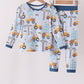 Blue Construction Trucks Bamboo Pajama Set