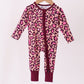 Pink leopard bamboo zipper romper