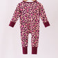 Pink leopard bamboo zipper romper