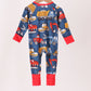 Navy tractor print bamboo romper