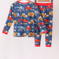 Navy tractor print bamboo pajama set
