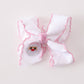 Pink santa claus embroidery crochet edge hair bow