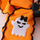 Orange ghost embroidery crochet edge hair bow