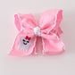 Pink ghost embroidery crochet edge hair bow