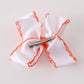 Orange pumpkin embroidery crochet edge hair bow