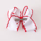 White snowman embroidery crochet edge hair bow