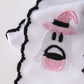 Black ghost embroidery crochet edge hair bow