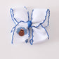 Blue turkey embroidery crochet edge hair bow