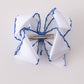 Blue turkey embroidery crochet edge hair bow