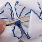 Blue turkey embroidery crochet edge hair bow