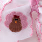 Pink turkey embroidery crochet edge hair bow
