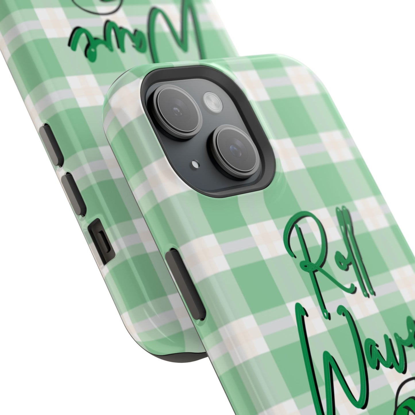 Phone Case — "Roll Wave" Green Plaid Magnetic Impact‑Resistant Case