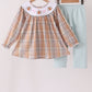 Khaki Turkey Bow Embroidery Pants Set
