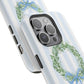 Floral Wreath Magnetic Impact Case — Blue Striped Protective Phone Case